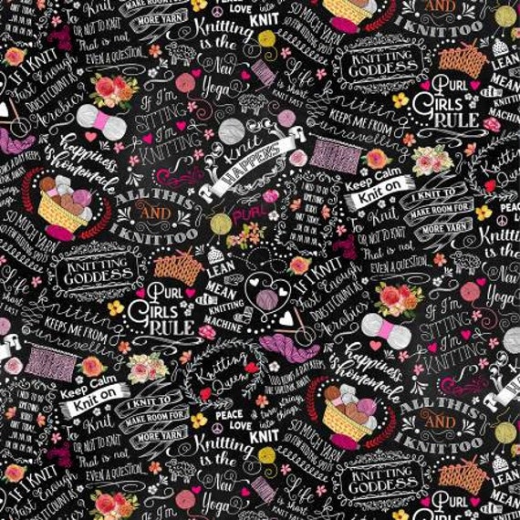 Knitting themed fabric deals