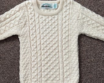 Handknit Aran Crafts IRISH Sweater Fisherman Kids 6-7 Unisex Cables- Aran NWOT-Perfect for St. Patrick’s Day!