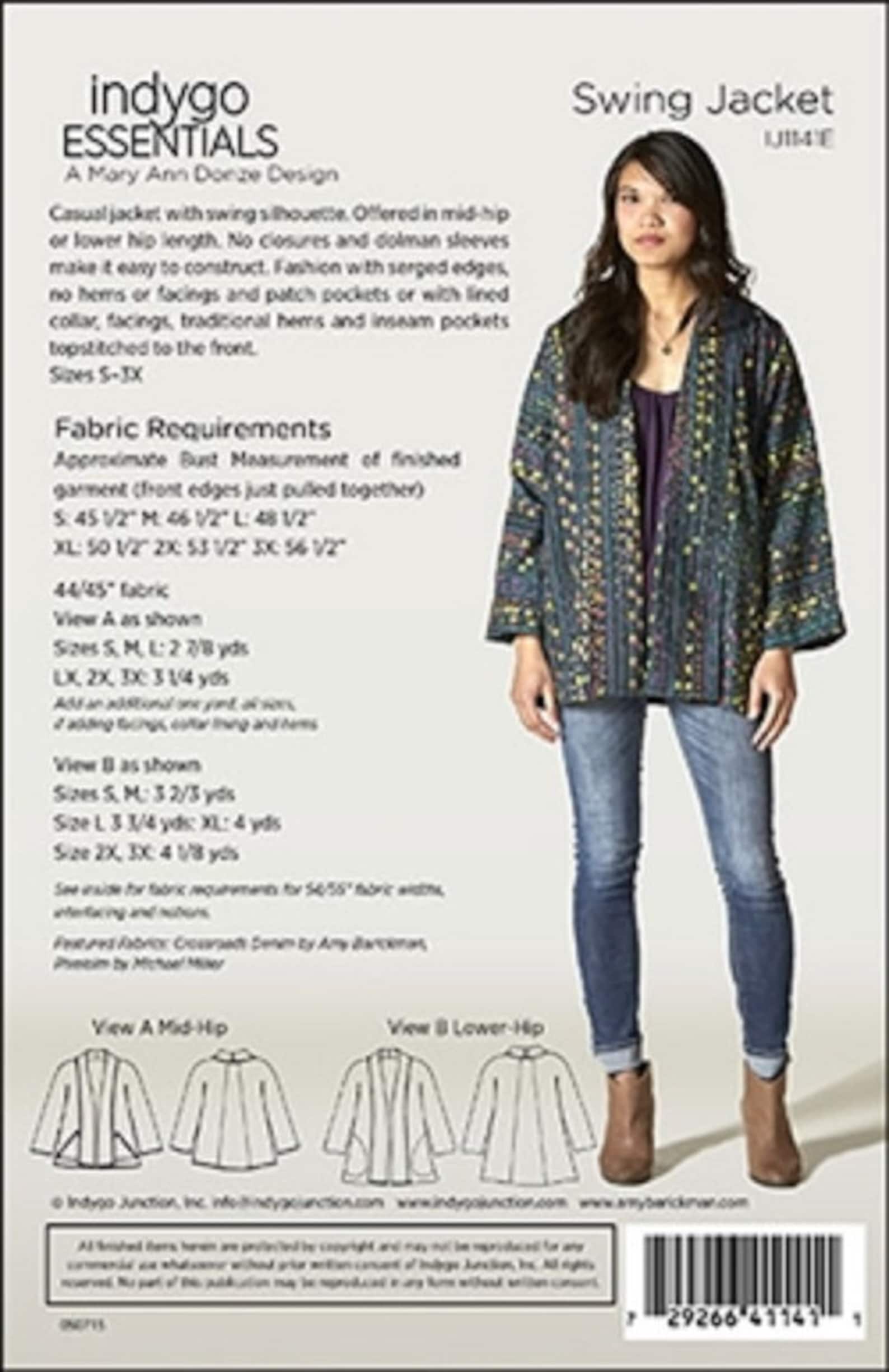 Indygo Essentials Swing Jacket Sewing Pattern IJ1141 BRAND Etsy