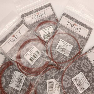 SET OF 6-Chiaogoo Twist Red Large Cables- ChiaoGoo Interchangeable Cords- Chiaogoo Twist red cable! Complete Set W/ Bonus Pouch!