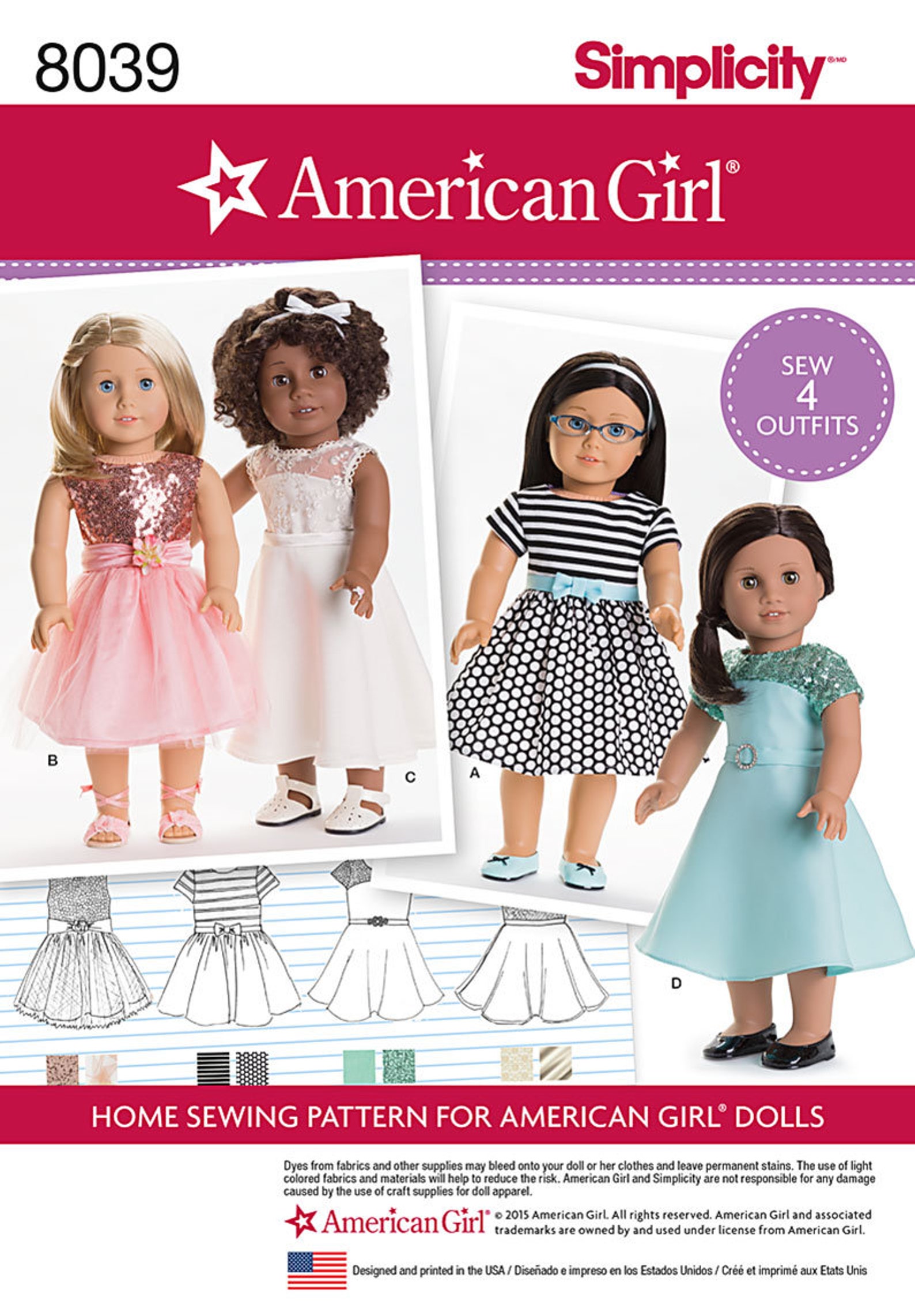 Simplicity Pattern 8039/S0172 AMERICAN GIRL Doll Sewing Etsy