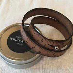 Crossover Wrist Ruler - 16”- Medium Brown Leather! Metric & Inches W/ Storage Tin!