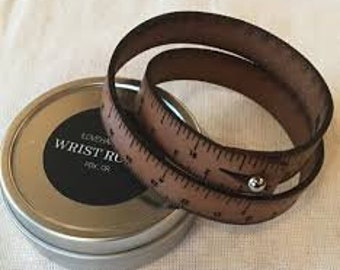 Crossover Wrist Ruler - 15" - Medium Brown Leather! Metric & Inches W/ Storage Tin!