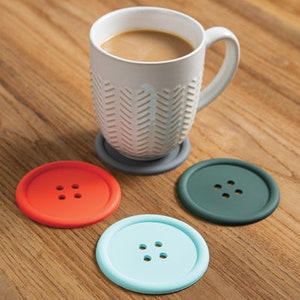 Silicon Button Coasters- Great Gift For A Crafter!  Set of 4! New, Adorable!