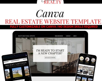 Sitio web de Canva para bienes raíces / Plantilla de sitio web de Canva / Sitio web moderno de marketing inmobiliario / Sitio web de agente inmobiliario personalizado