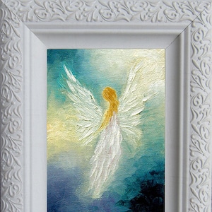 Guardian Angel Art Print Framed, Spiritual Gift, Angel Gift, Home Decor Wall Decor