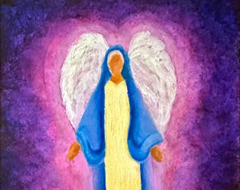 Guardian Angel Fine Art Print Greeting Card, Children's Angel, Angel Gift,