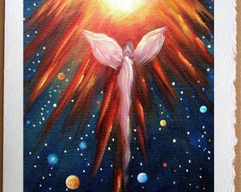 Angel Greeting Cards, Angel Print Art Card, Spiritual Card, Guardian Angel, Religious Card,Fine Art Cards