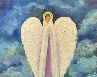 Guardian Angel Card, Angel Greeting Card, Angel Art Print, Spiritual Religious Gift