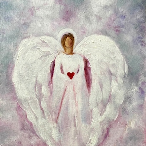 Guardian Angel Card, Love Angel Greeting Card,  Angel Art, Spiritual Gift, Fine Art Cards