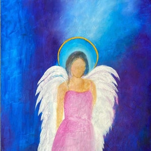 Angel Of Forgiveness Original Oil Painting-Guardian Angel Art-Spiritual Religious Wall Decor-Canvas Home Gift-Healing Art
