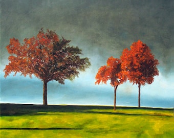 Landscape Print Autumn Trees, Rural Countryside, Signed Print, Wall art, Fine Art Print,