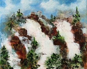 Waterfall Painting, Plein Air Landscape Art, Original Art, Canvas Art, Wall Art, Home Decor