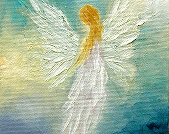 Angel Print Poster, Guardian Angel, Original Angel Art, Wall Art Wall Decor, Spiritual Gift