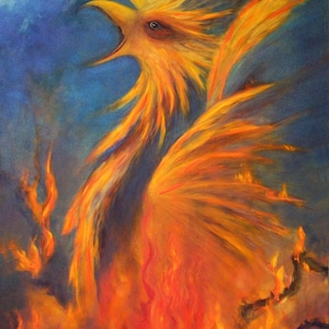 Póster con impresión artística de Phoenix Rising: decoración de pared de pájaro de fuego de fantasía y decoración mítica para el hogar, decoración del hogar de Phoenix
