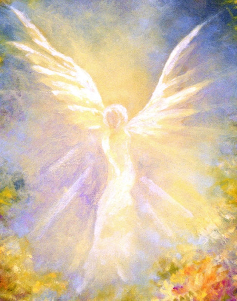 Angel Art Print Poster, Spiritual Wall Art Gift, Guardian Angel Wings ...