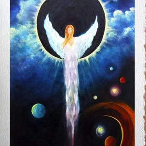Angel Of The Eclipse Fine Art Greeting card, Guardian Angel Art Print,  Spiritual,Religious  cards, Blank Notecards