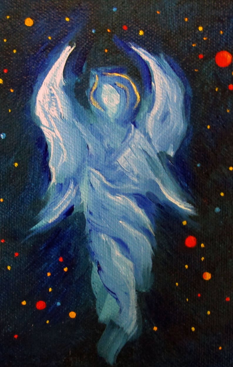 Angel Art Print Poster Guardian Angel Print Celestial Art Etsy