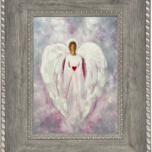 Framed & Signed Angel of Love Spiritual Art Print - Religious Wall Decor, Unique Heartfelt Gift