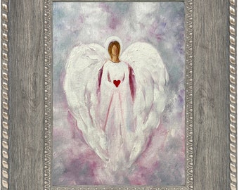 Angel Art Print Framed, Angel Print Signed, Angel Wings, Loves Angel, Spiritual Art, Religious Art, Angel Decor