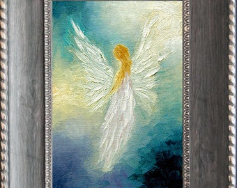 Angel Art Print Framed, Angel Gift, Guardian Angel Art, Wall Decor, Religious Art