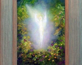 Ethereal Angel Art Print: Framed Spiritual Wall Decor for Home, Healing Gift, Religious Inspiration
