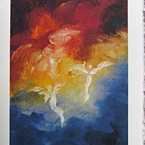 Engel Kunstdruck Grußkarte - Schutzengel Karte, spirituelle Geschenkkarte, des Engels Herabkunft, Inspirationskarte