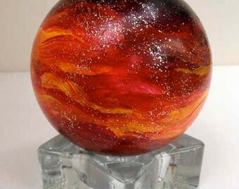 Orb Globe Home Decor, Wishing Ball, Make a wish, Original art, hand painted, fireball wish ball,