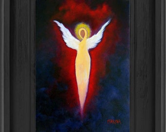 Angel Art Print, Angel Print Framed, Guardian Angel Artwork, Spiritual Gift, Religious Art,Angel Gift