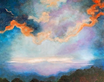 Celestial Landscape Oil Painting, Original oil painting, Abstract Landscape, God's Creation, Wall Hangings, Wall Decor