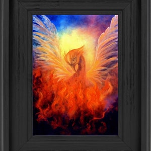 Phoenix Rising Print Framed - Phoenix Firebird Art for Wall Decor & Home Decor - Vibrant Artwork to Inspire Transformation
