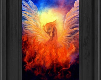 Phoenix Rising Print Framed, Phoenix Rising Art, Phoenix Firebird Art Print, Wall Decor, Home Decor