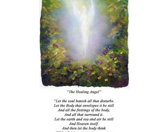 Angel Art Print Inspirational, Angel Art, Spiritual Art Gift, Healing Angel Art Print with Inspirational Healing Quote