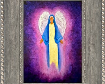 Guardian Angel For Children Art Print, Angel Gift, Spiritual Religious Gift, Home Decor, Wall Decor