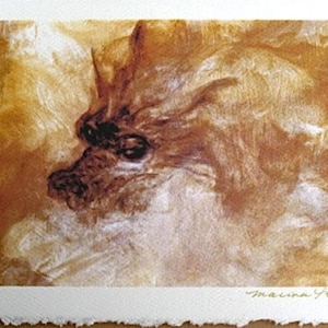 Dragon Fine Art Print Greeting Card - Fantasy Year of the Dragon Frameable Art Card, Mythical Creature Illustration