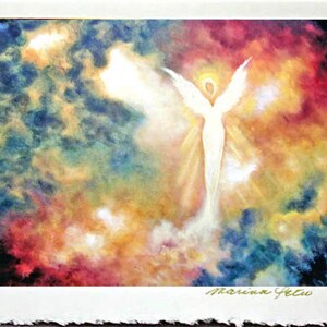 Engel Kunstdruck Karte Grußkarten, Engel Gemälde Druck, spirituelle religiöse Karten
