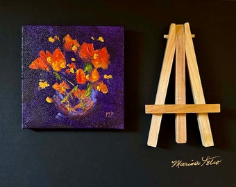 Abstract Flower Painting on Canvas, Colorful Flower Art, Still Life,Flower Art Gift, Home Decor,