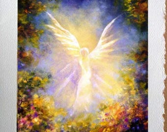 Angel Art Print Card Blank Greeting Cards Spiritual Notecards Angel Print for Encouragement & Inspiration