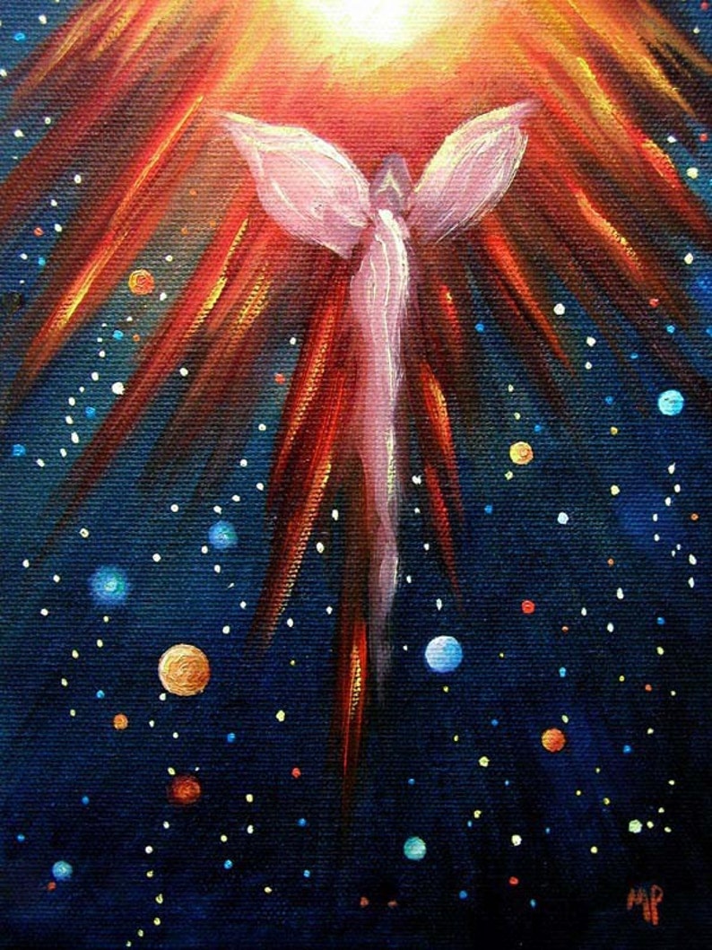 Angel Birth Art Print Greeting Card, Spiritual Art Gift, Guardian Angel ...