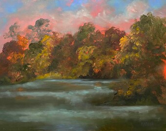 Autumn Landscape Oil Painting, Original Landscape Art, Countryside Painting, Plein Air Painting, Wall Decor, Home Decor