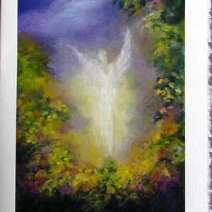 Schutzengel Kunstdruck Grußkarte - Spiritueller Segen Engel Karte, Religiöses Geschenk für Glaube & Komfort