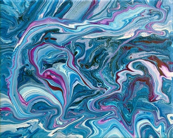 Abstract Ocean Painting on Canvas, Original Ocean Painting, Home Decor, Wall Decor, Rockin'The Blues