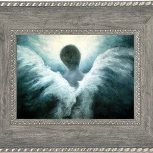 Ethereal Guardian Angel Framed Art Print: Spiritual Home Decor, Inspirational Gift, Celestial Wings Artwork