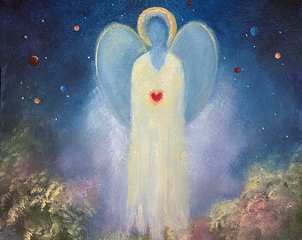 Angel Greeting Card, Angel Art, Guardian Angel Art, Angel Painting, Spiritual Gift, Fine Art Cards