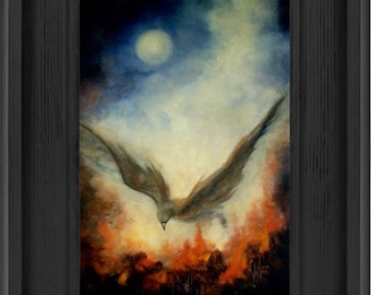 Phoenix Rising Art Print Framed, Phoenix Rising Picture, Firebird, Phoenix Fine Art Print, Wall Art