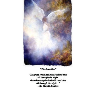 Angel Art, Guardian Angel Art Print, Spiritual Gift, Angel Art Print With Inspirational Quote