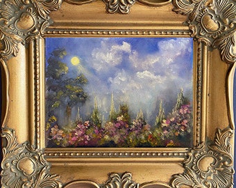 Angel Moonlight Descent Landscape Garden Oil Painting on Canvas,   Canvas Art ,Home Decor, Wall Art