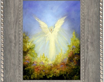 Angel Art Print, Guardian Angel Art, Angel Print Framed, Spiritual Gift, Religious Decor,