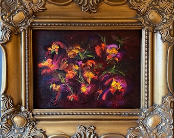 Flower Art Still Life Painting, Colorful Original Floral Art Framed, Love Blooms 11, Home Decor, Wall Decor