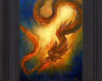 Dragon Art Print Framed, Fire Dragon Painting Print, Year Of The Dragon, Wall Art, Home Decor